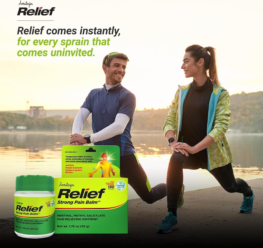 Amrutanjan Relief Strong Pain Balm for Men & Women - Joint & Muscle Pain Relief Rub, Topical Ointment Rub for Arthritis, Bruises, Backache, Knees, Joints, Strains & Sprains, Fast Acting- 1.76 oz (50g) - Image 4
