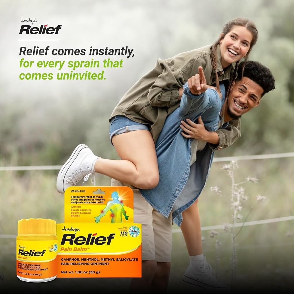 Amrutanjan Relief Pain Balm for Men & Women - Joint & Muscle Pain Relief Rub, Topical Ointment Rub for Arthritis, Bruises, Backache, Knees, Joints, Muscle Strains & Sprains, Fast Acting- 1.06 oz (30g) - Image 6