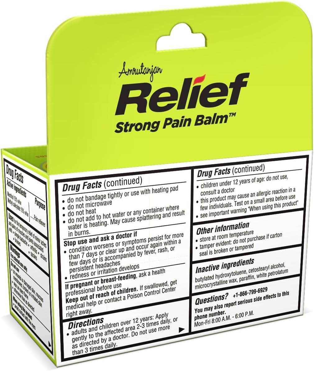 Amrutanjan Relief Strong Pain Balm for Men & Women - Joint & Muscle Pain Relief Rub, Topical Ointment Rub for Arthritis, Bruises, Backache, Knees, Joints, Strains & Sprains, Fast Acting- 1.76 oz (50g) - Image 2